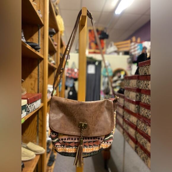 maurices Tapestry and Leather Bag Purse - Picture 1 of 4